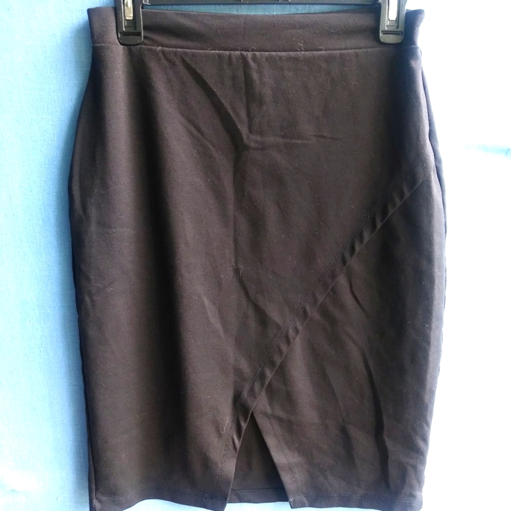 Purpleline Women's Size Large L Black Pencil Form Fitting Skirt D2